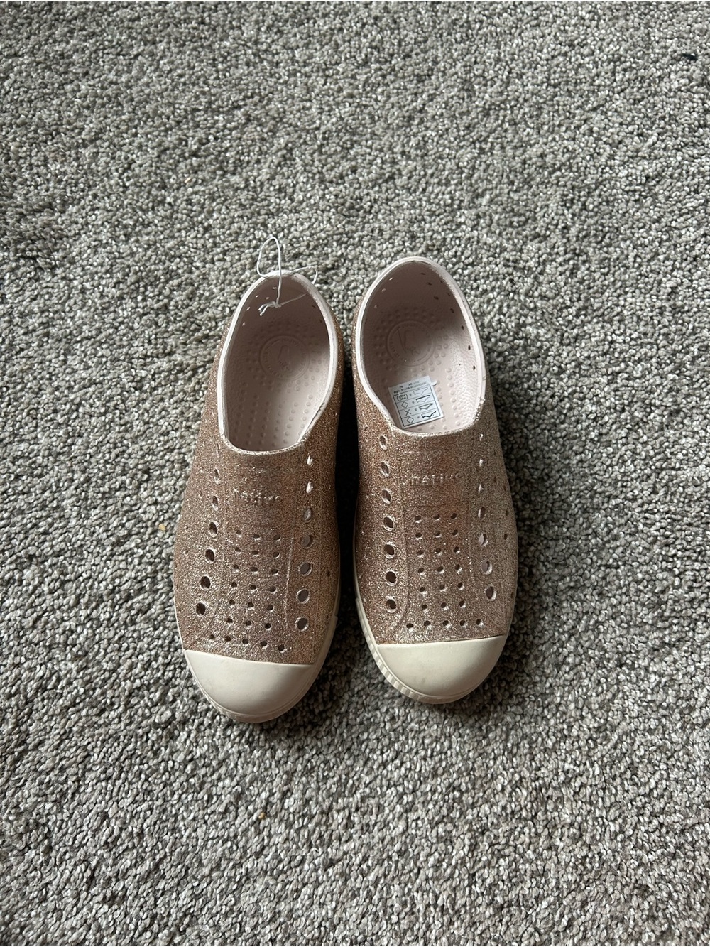 Native Kids Water Shoes in Brown with White Toe